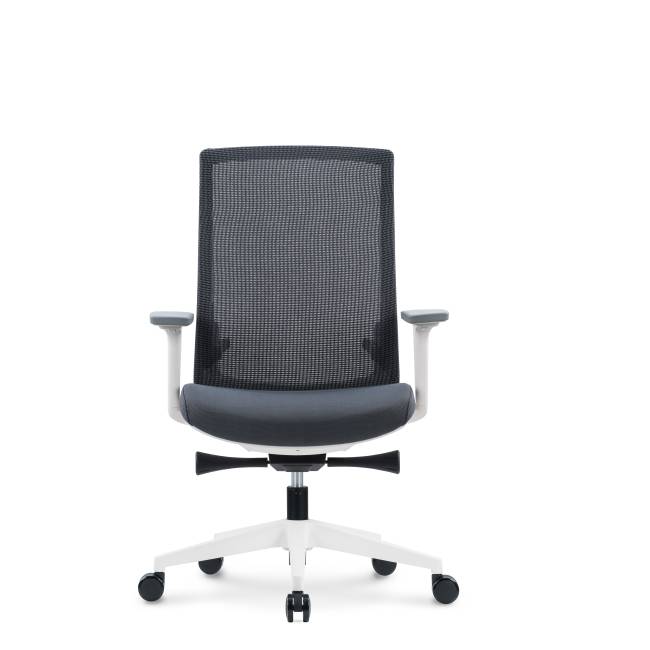 Кресло офисное / Руби LB / Ruby LB / белый пластик / серая сетка / серая ткань