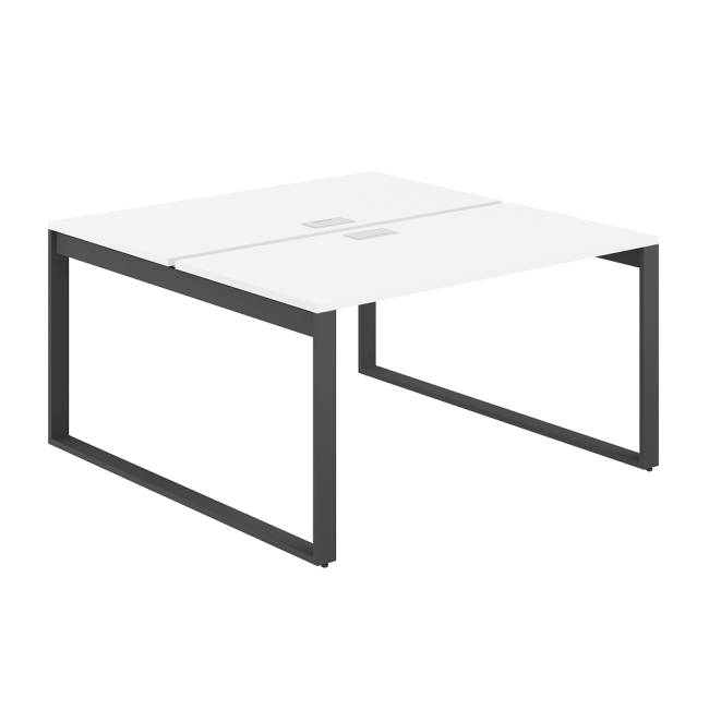 AG.135.WH.L.72.AN  / Рабочая станция 1400х1438х750  / профиль О-образный: 70х20 антрацит; лючок: серебро; столешница: белый