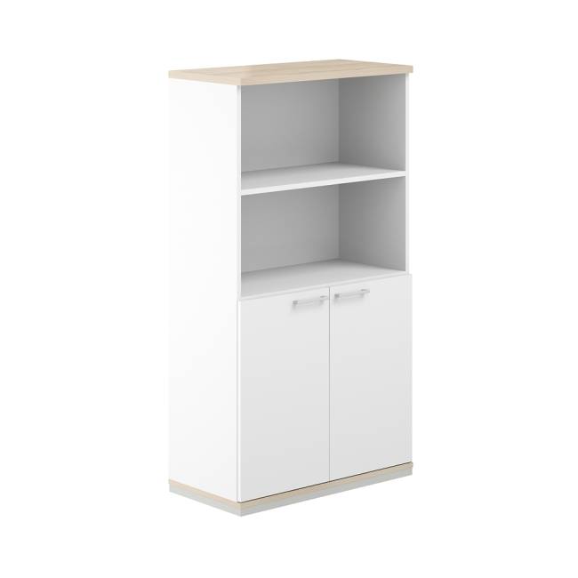 AG.218.WH.AR.WH / Шкаф 4 ур. 800х400х1472 полуоткрытый / корпус: белый, топ/дно: ак.равелло, фасады: белый