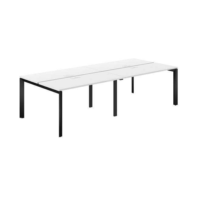 PR.252.WH.P59.BL / Рабочая станция 2800х1238х750 / профиль: 59х59 черный; столешница: белый