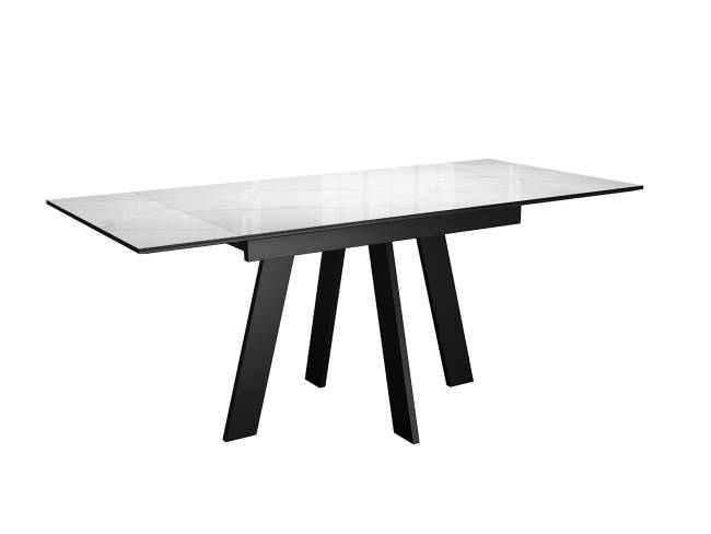 Стол DikLine SKM120 Керамика Carrara Gloss (мрамор глянец белый)/опоры черные