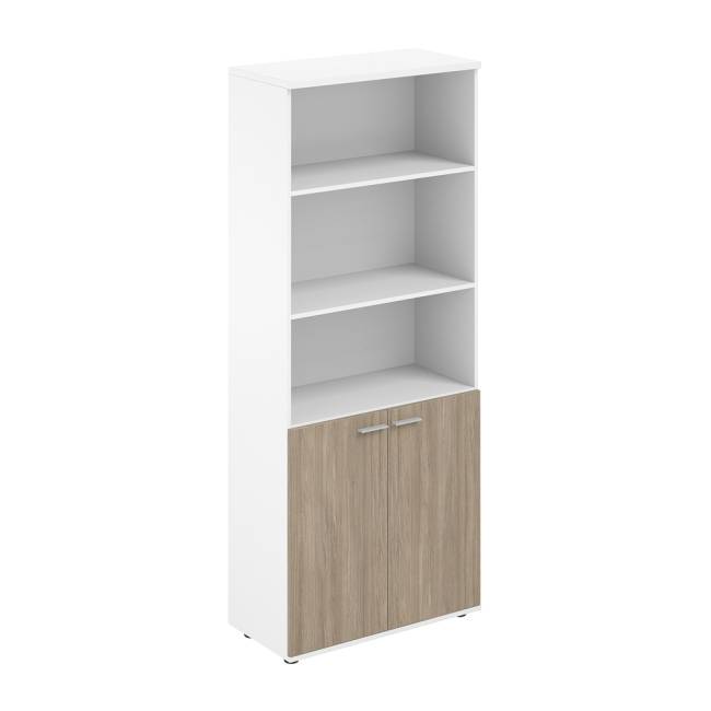 SG.851.WH.OD / Шкаф высокий полуоткрытый 800х400х1955, 2-х дв, з.ст ЛДСП 16 мм / корпус: белый; фасады: дуб темный