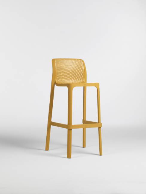 Стул пластиковый барный Net Stool горчичный 490х525х1015 мм Стул пластиковый барный Net Stool горчичный 490х525х1015 мм