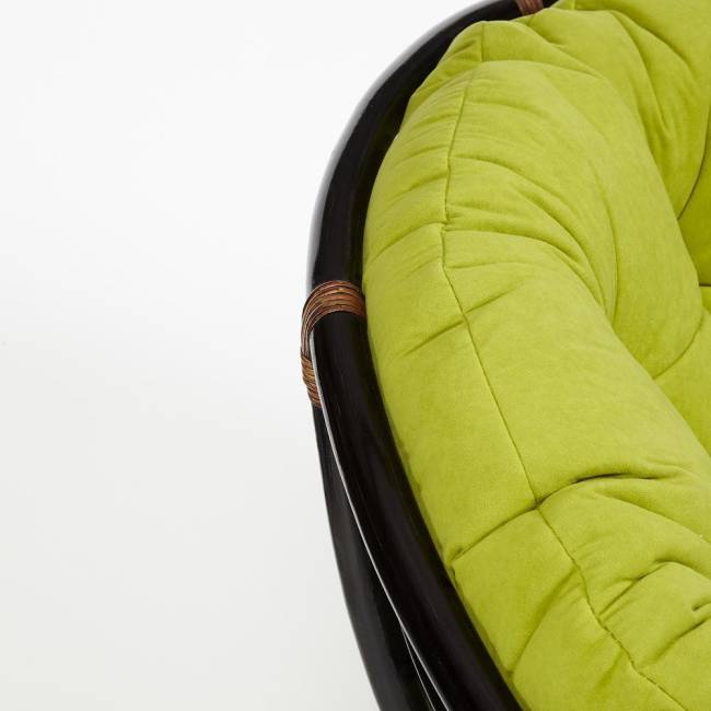 Кресло-качалка Папасан/Papasan (W 23/01 B) /с подушкой/ 115х78х104см, античный черно-коричневый, флок олива, 23 Antique brown (античный черно-коричневый)