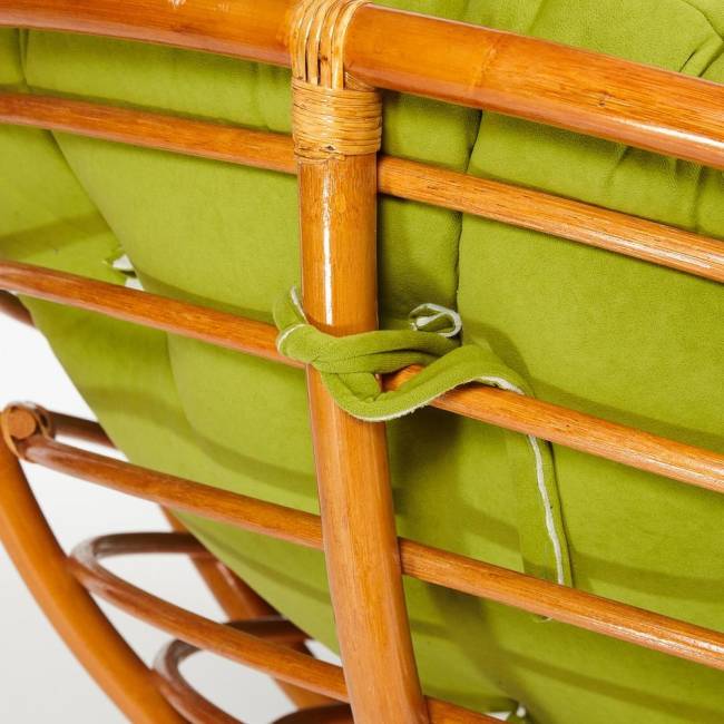 Кресло-качалка Папасан/Papasan (W 23/01 B) /с подушкой/ 115х78х104см, коньячный, флок олива, 23 Cognac (коньяк)