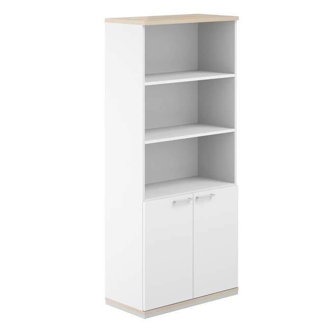 AG.220.WH.AR.WH / Шкаф 5 ур. 800х400х1833 полуоткрытый / корпус: белый, топ/дно: ак.равелло, фасады: белый