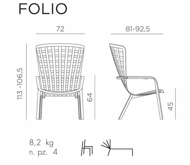 Лаунж-кресло пластиковое с подушкой Folio тортора, розовый 720х810-925х1130-1065 мм Лаунж-кресло пластиковое с подушкой Folio тортора, розовый 720х810-925х1130-1065 мм