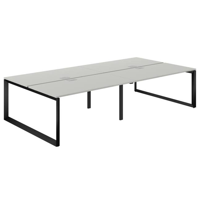 PR.259.SH.O59.BL / Рабочая станция 3200х1638х750 / профиль: 59х59 черный; столешница: серый бархат