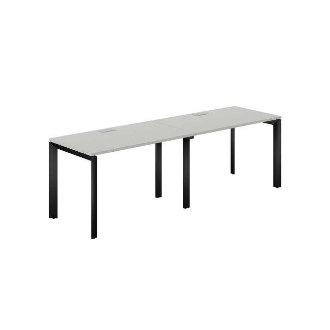 PR.222.SH.P59.BL / Рабочая станция s-b-s 2400х700х750 / профиль: 59х59 черный; столешница: серый бархат