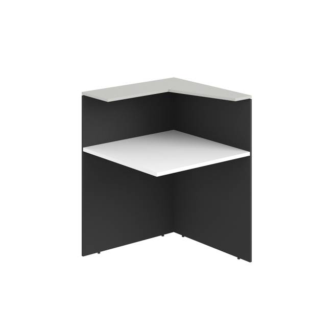 QR.109.AN.WH / Модуль угловой правый 818х818х1125 / панель передняя: антрацит, столешница: белая, полка верхняя: светло-серая