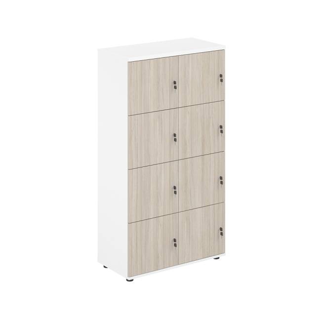 SG.819.WH.OL / Локер 8 ячеек 800х400х1483 / корпус: белый; фасады: дуб светлый