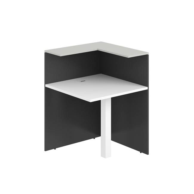 QR.110.AN.WH / Модуль угловой переходный 818х818х1125 / панель передняя: антрацит, столешница: белая, полка верхняя: светло-серая