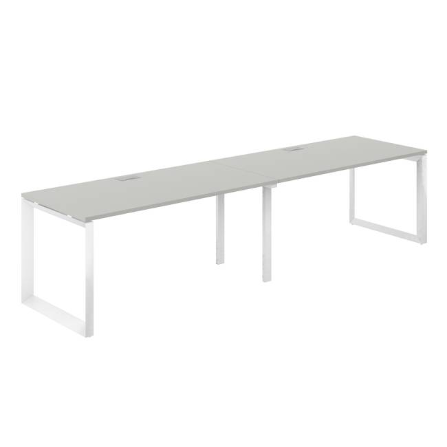 PR.229.SH.O59.WH / Рабочая станция s-b-s 3200х800х750 / профиль: 59х59 белый; столешница: серый бархат