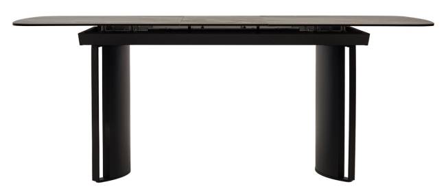 Стол РАСМУС (RASMUS) 160 цвет KL-80 Серый мрамор, итальянская керамика / ЧЕРНЫЙ ®DISAUR
