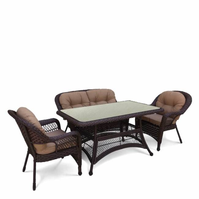 Комплект плетеной мебели T130-LV520BB-Brown_Beige Комплект плетеной мебели T130-LV520BB-Brown_Beige