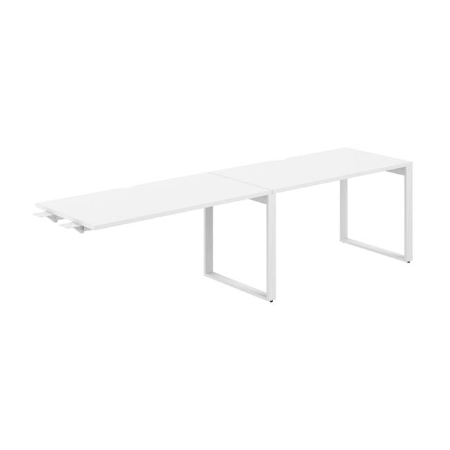 AG.195.WH.V.72.WH / Рабочая станция комбо s-b-s 2800х700х750 / профиль О-образный: 70х20 белый; столешница с вырезом; столешница: белый