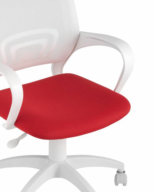 Кресло офисное TopChairs ST-BASIC-W красная ткань крестовина белый пластик