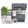 Стол компьютерный Мори с тумбой слева с высоким комодом МК700-5 и полкой 900 цвет графит/белый Стол компьютерный Мори с тумбой слева с высоким комодом МК700-5 и полкой 900 цвет графит/белый