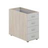 SG.523.OL.SH / Тумба приставная 400х800х725 с 4 ящ., с замком без топа / корпус: дуб светлый; фасады: серый бархат