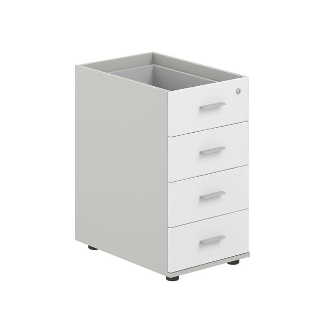 SG.521.SH.WH / Тумба приставная 400х600х725 с 4 ящ., с замком без топа / корпус: серый бархат; фасады: белый