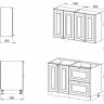 Кухня 1.2 х 2.14 м, массив сосны, бесцветный лак