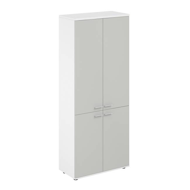SG.811.WH.SH.SH / Шкаф высокий 800х400х1955, 4-х дв, з.ст ЛДСП / корпус: белый; фасады: серый бархат