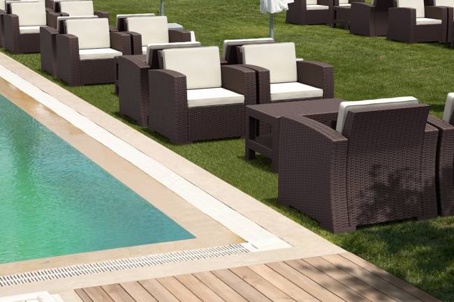 Кресло пластиковое плетеное с подушками Monaco Lounge коричневый 820х790х790 мм Кресло пластиковое плетеное с подушками Monaco Lounge коричневый 820х790х790 мм