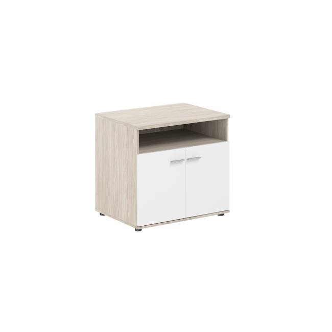 SG.631.OL.WH / Тумба сервисная 802х600х750 с нишей, 2 фасадами  / корпус: дуб светлый; фасады: белый