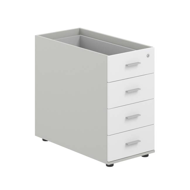 SG.523.SH.WH / Тумба приставная 400х800х725 с 4 ящ., с замком без топа / корпус: серый бархат; фасады: белый