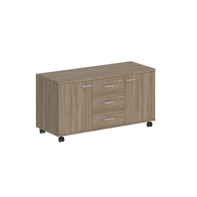 SG.621.OD.OD.M / Тумба сервисная с 3 ящ. 1204х460х619 (метаб), с замком, 2 фасадами / корпус: дуб темный; фасады: дуб темный