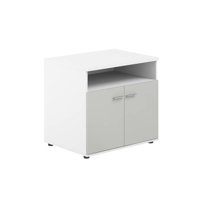 SG.631.WH.SH / Тумба сервисная 802х600х750 с нишей, 2 фасадами / корпус: белый; фасады: серый бархат