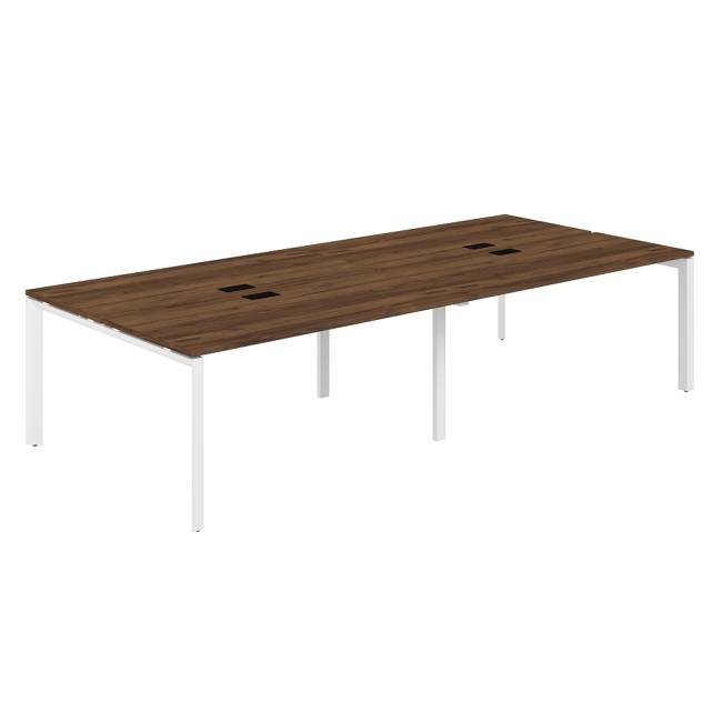 PR.256.DM.P59.WH / Рабочая станция 3200х1438х750 / профиль: 59х59 белый; столешница: дуб модена