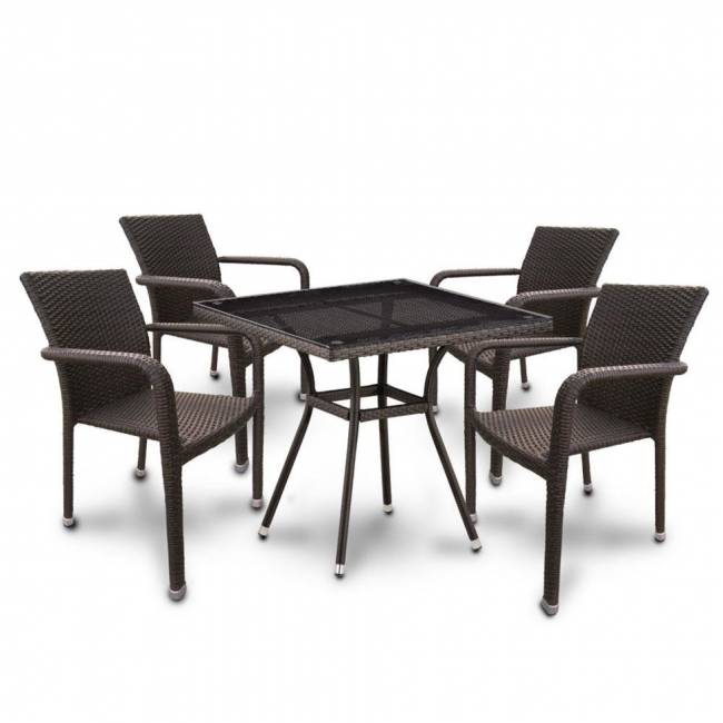 Комплект плетеной мебели T283BNT-W2390/Y2001B-W53 Brown 4Pcs