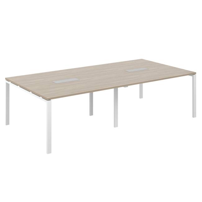 SG.276.OD.63.WH / Стол переговорный 3200х1638х750 МК60х30 / профиль: 60х30 белый; столешница: дуб темный