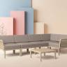 Комплект пластиковой мебели Portofino Lounge Corner бежевый, светло-коричневый Комплект пластиковой мебели Portofino Lounge Corner бежевый, светло-коричневый