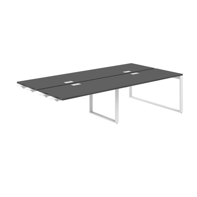 AG.165.AN.L.72.WH  / Рабочая станция комбо 2800х1438х750  / профиль О-образный: 70х20 белый; лючок: серебро; столешница: антрацит