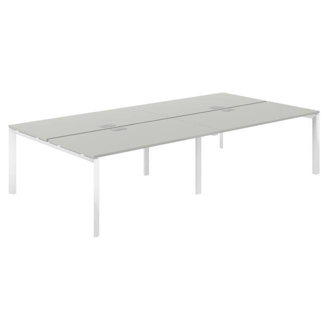 PR.256.SH.P59.WH / Рабочая станция 3200х1438х750 / профиль: 59х59 белый; столешница: серый бархат