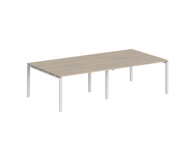 SG.256.OL.63.WH / Рабочая станция 3200х1438х750 / профиль: 60х30 белый; столешница: дуб светлый