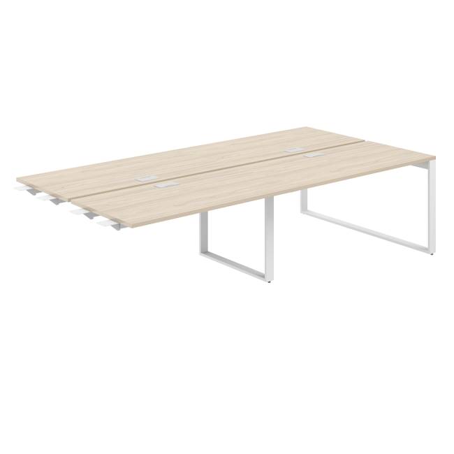 AG.161.AR.L.72.WH  / Рабочая станция комбо 2400х1238х750  / профиль О-образный: 70х20 белый; лючок: серебро; столешница: акация равелло