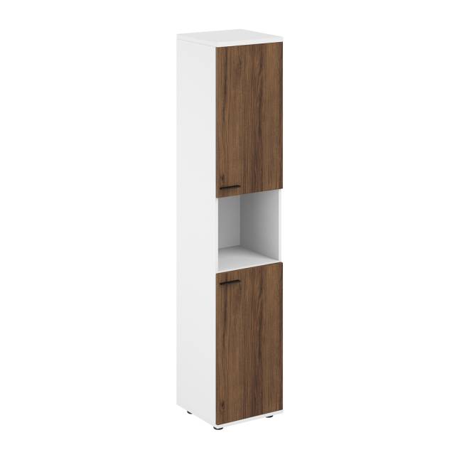 SG.846.WH.DM.DM.R / Шкаф высокий с нишей 400х400х1955, з.ст HDF, правый / корпус: белый; фасады: дуб модена