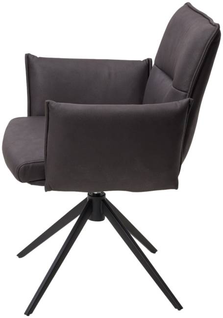 Стул ДИН (DEAN) 360 град.поворот. цвет ТЕМНО-СЕРЫЙ, экокожа Maison 99# / Черный, ®DISAUR