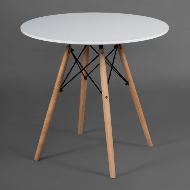 Стол обеденный Синди Некст/Cindy Next (мод.70-80 MDF) металл/МДФ/бук, белый/натуральный, Д70х75см белый/натуральный металл/мдф/бук