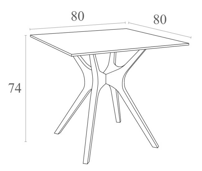 Стол пластиковый Ibiza Table 80 коричневый 800х800х740 мм