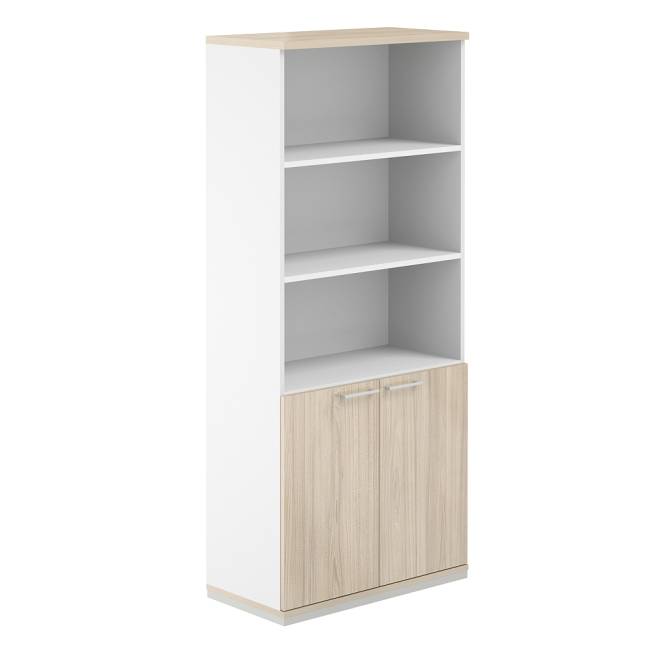 AG.220.WH.AR.AR / Шкаф 5 ур. 800х400х1833 полуоткрытый / корпус: белый, топ/дно: ак.равелло, фасады: ак.равелло