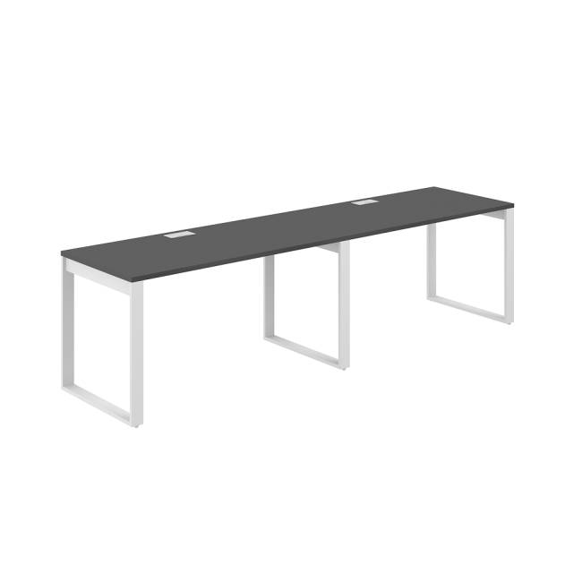 AG.174.AN.L.72.WH / Рабочая станция s-b-s 2400х700х750 / профиль О-образный: 70х20 белый; лючок: серебро; столешница: антрацит