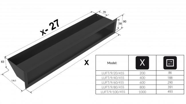 Решетка Kratki Люфт стальная 9x40