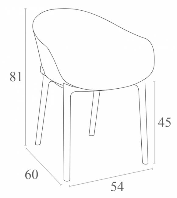 Кресло пластиковое Sky красный 540х600х810 мм