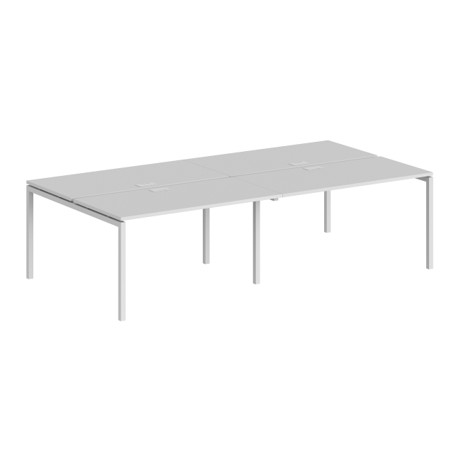 SG.257.WH.44.WH / Рабочая станция 2400х1638х750 / профиль: 40х40 белый; столешница: белый