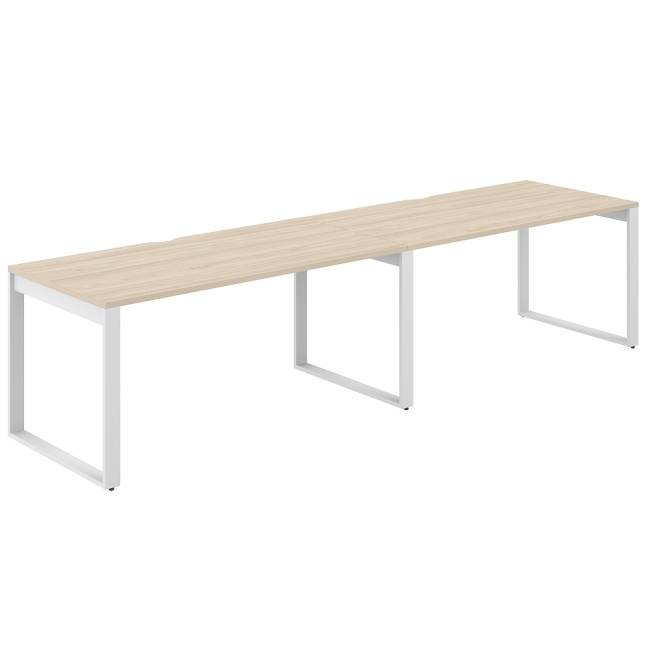 AG.179.AR.V.72.WH / Рабочая станция s-b-s 3200х800х750 / профиль О-образный: 70х20 белый; столешница с вырезом; столешница: акация равелло