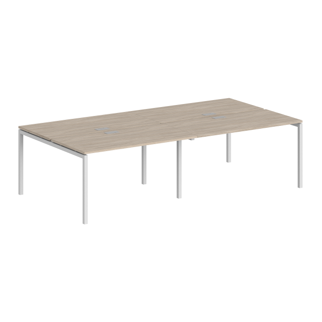 SG.257.OL.44.WH / Рабочая станция 2400х1638х750 / профиль: 40х40 белый; столешница: дуб светлый